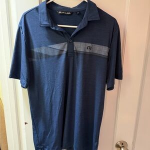 Travis Mathew Blue Heathered Stripe Polo